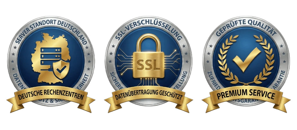 Deutsche Rechenzentren · SSL-Verschlüsselung · Premium Service – Geprüfte Qualität